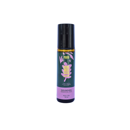 Manna LUNA aroma roller, a 10 ml amber glass bottle with a dark green and pink label