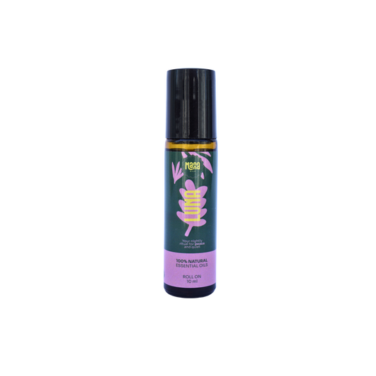 Manna LUNA aroma roller, a 10 ml amber glass bottle with a dark green and pink label