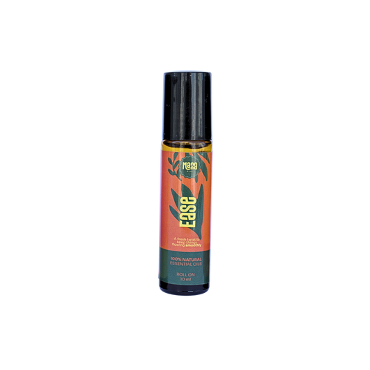 Manna EASE aroma roller, a 10 ml amber glass bottle with an orange and green label